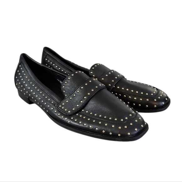 Chelsea & Violet Black Studded Loafers Women's Black And Silver Flats Size 6.5 - Picture 9 of 9
